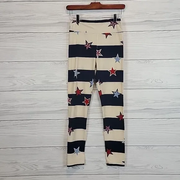 LulaRoe Americana striped leggings with stars Women's Size S - Picture 3 of 10